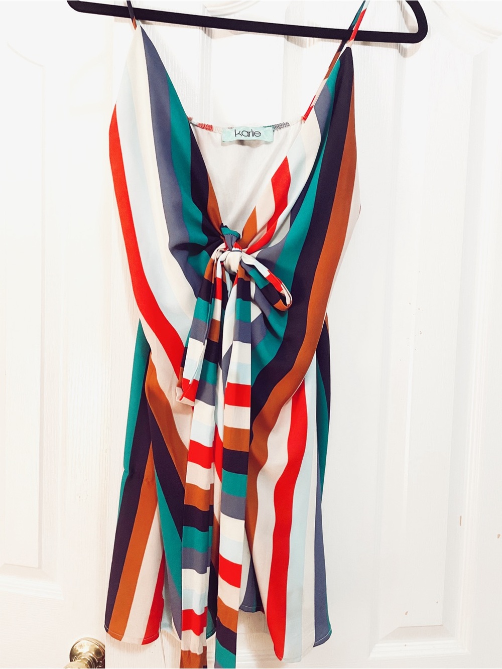 Karlie Multicolor Striped Tie-Front Mini Dress